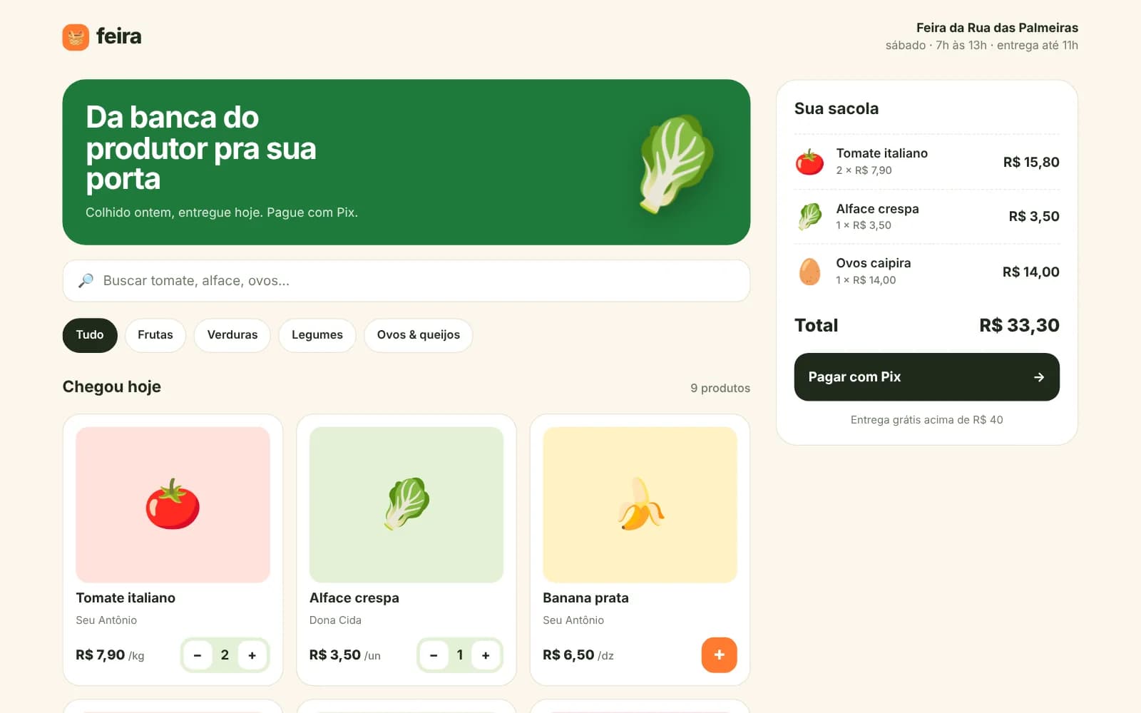 Catálogo do app Feira